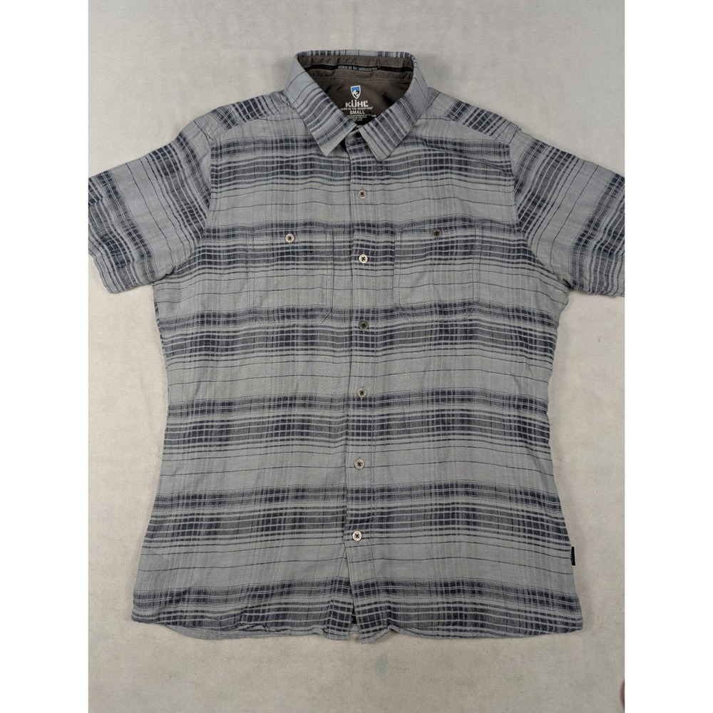 Kuhl Skorpio Linen Cotton‎ Plaid Short Sleeve Button-up Mens Shirt Size Small - Picture 2 of 6